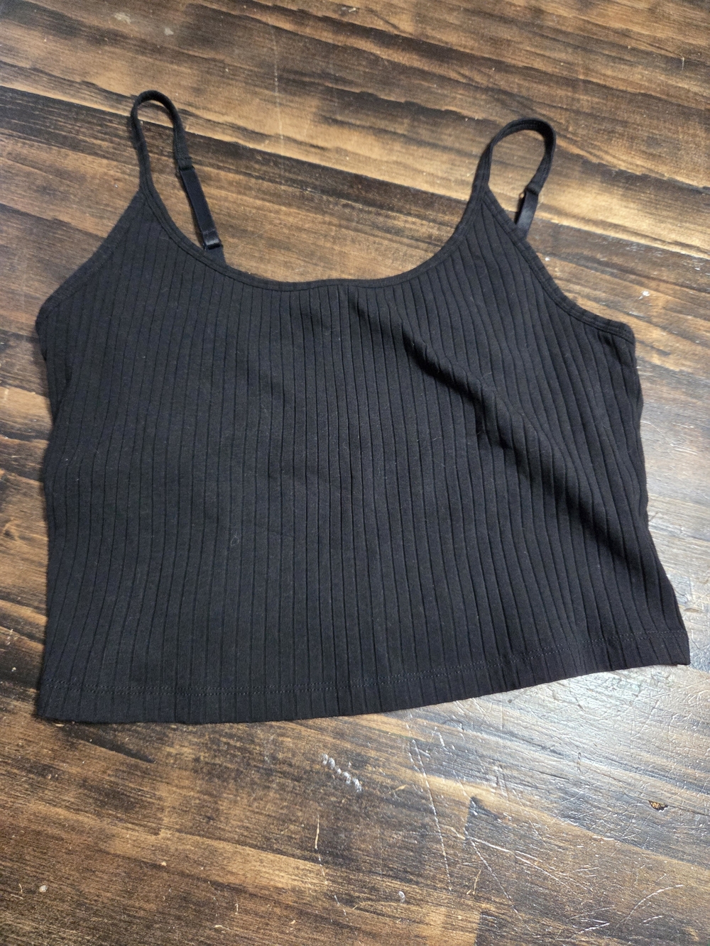 Old Navy Black Ribbed Cropped Tank - Adjustable Straps